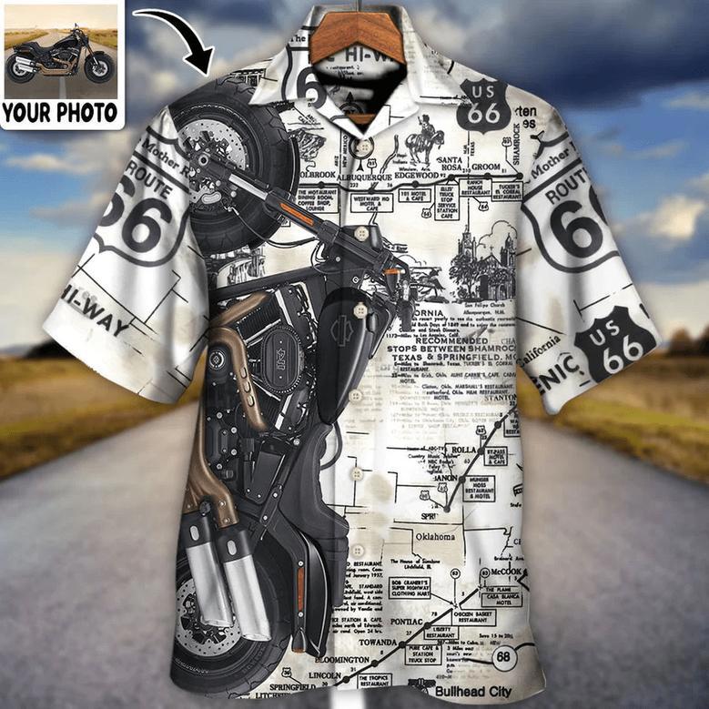 Motorcycle Biker Happy Ride No Road Is To Long Custom Photo Hawaiian Shirt Dilypod