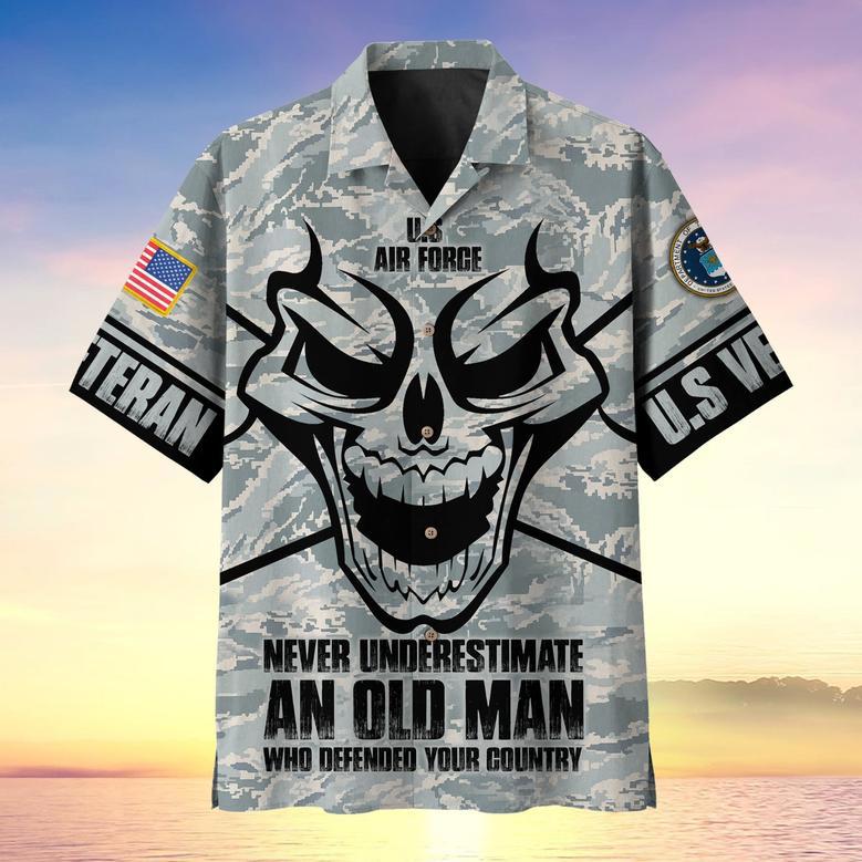 Never Underestimate An Old Man Skull US Veteran Multiservice Hawaii Shirt