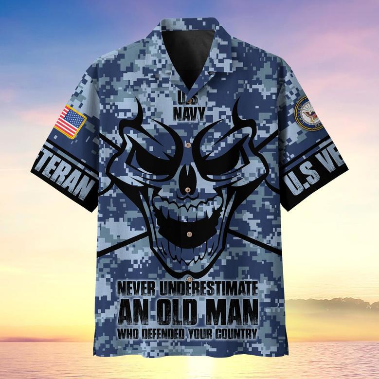 Never Underestimate An Old Man Skull US Veteran Multiservice Hawaii Shirt