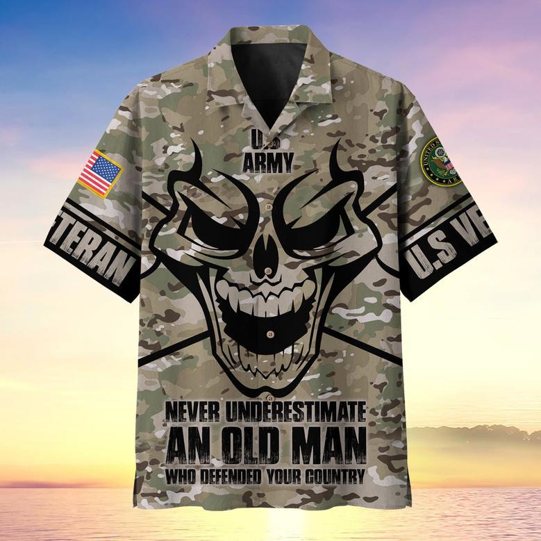 Never Underestimate An Old Man Skull US Veteran Multiservice Hawaii Shirt