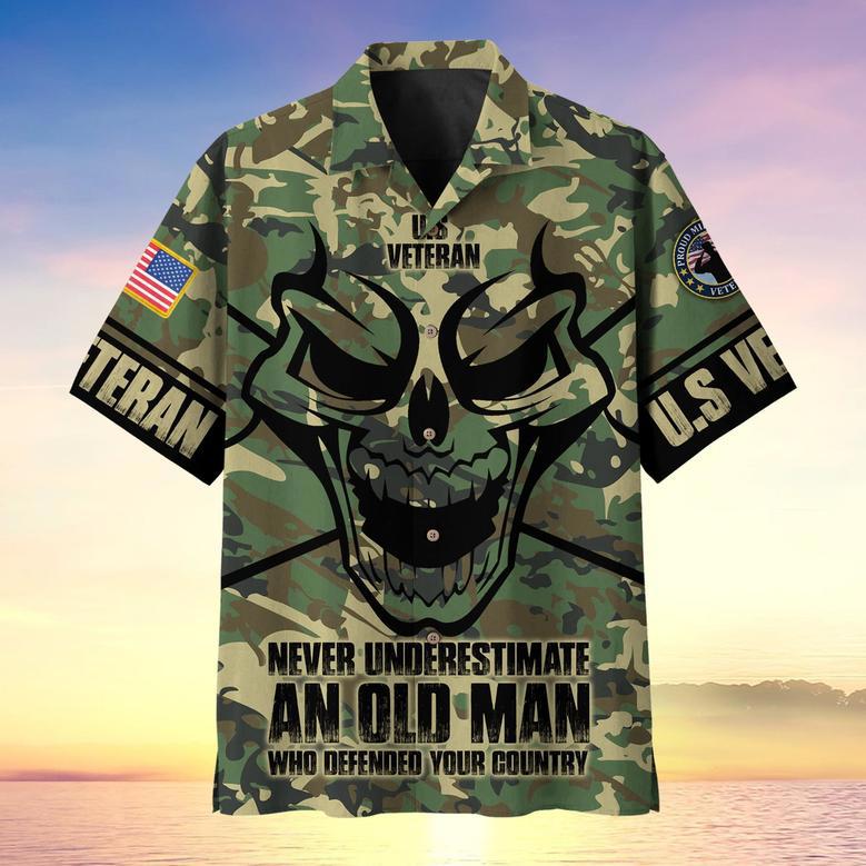 Never Underestimate An Old Man Skull US Veteran Multiservice Hawaii Shirt