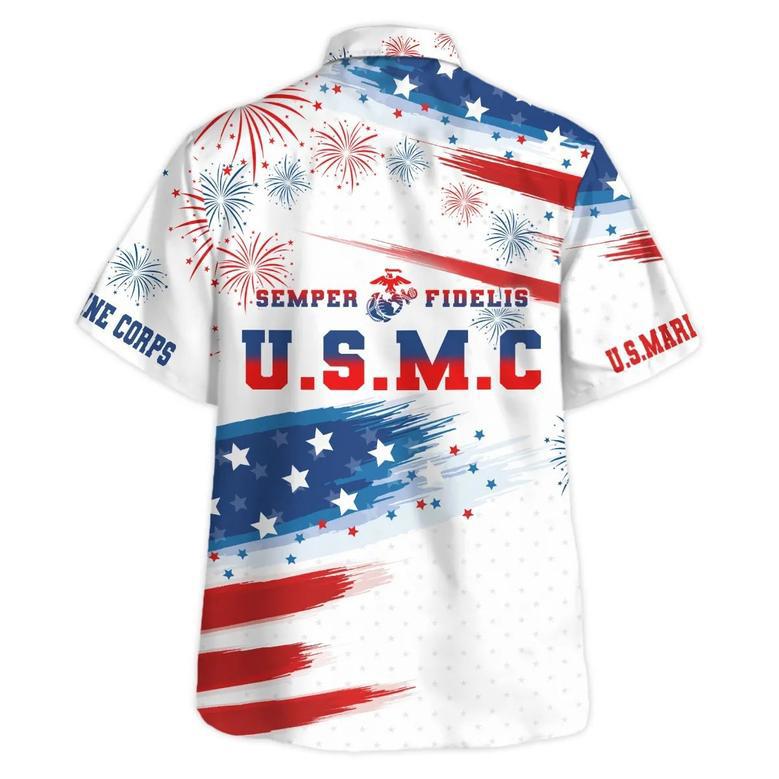 New Release Independence Day U.S. Marine Cor Hawaiian Shirt for Men, USMC Summer Shirt