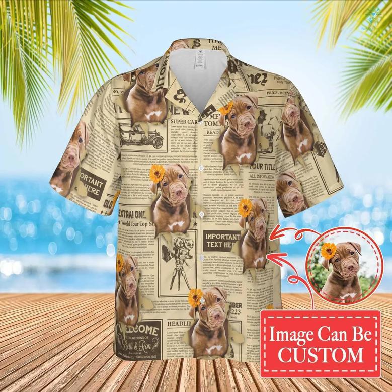 Newspaper With Hole Hawaiian Custom Image Dog Funny Summer Shirt Beach Hawaiian Shirt, Gift for Dog Lover