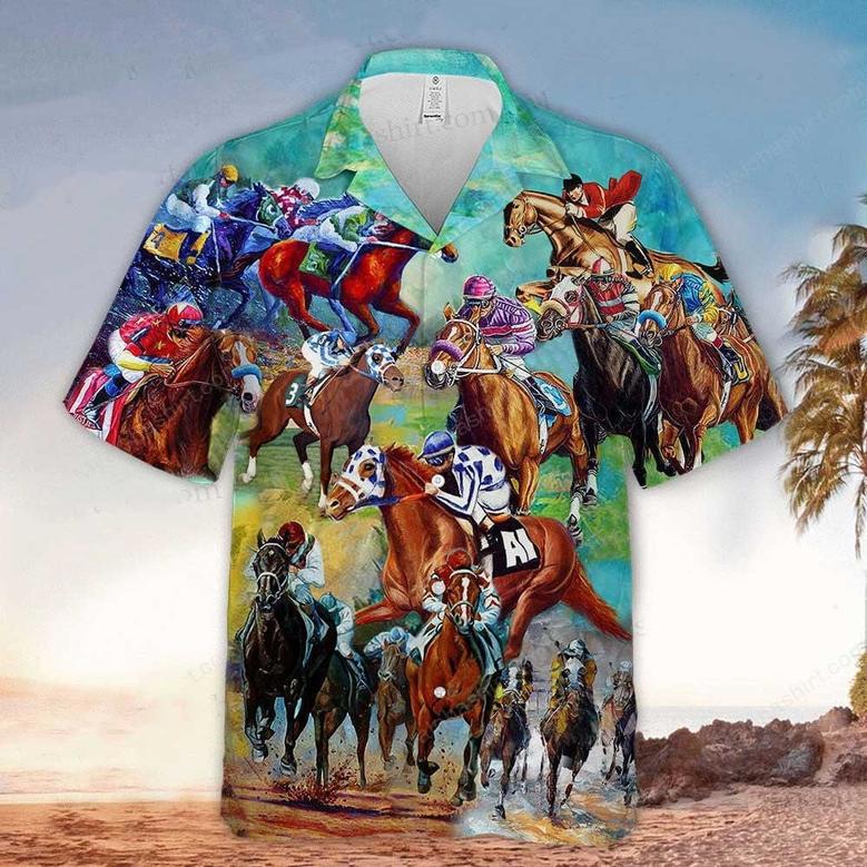 of July Horse Racing Us Flag Hawaiian Shirt for Men, Women Independence Day Horse Racing Lovers