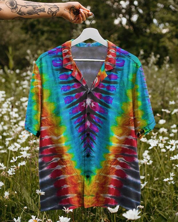 On a Dark Desert Highway Tie Dye Hawaiian Shirt for Women, Hippie Girl Hawaiian Shirt