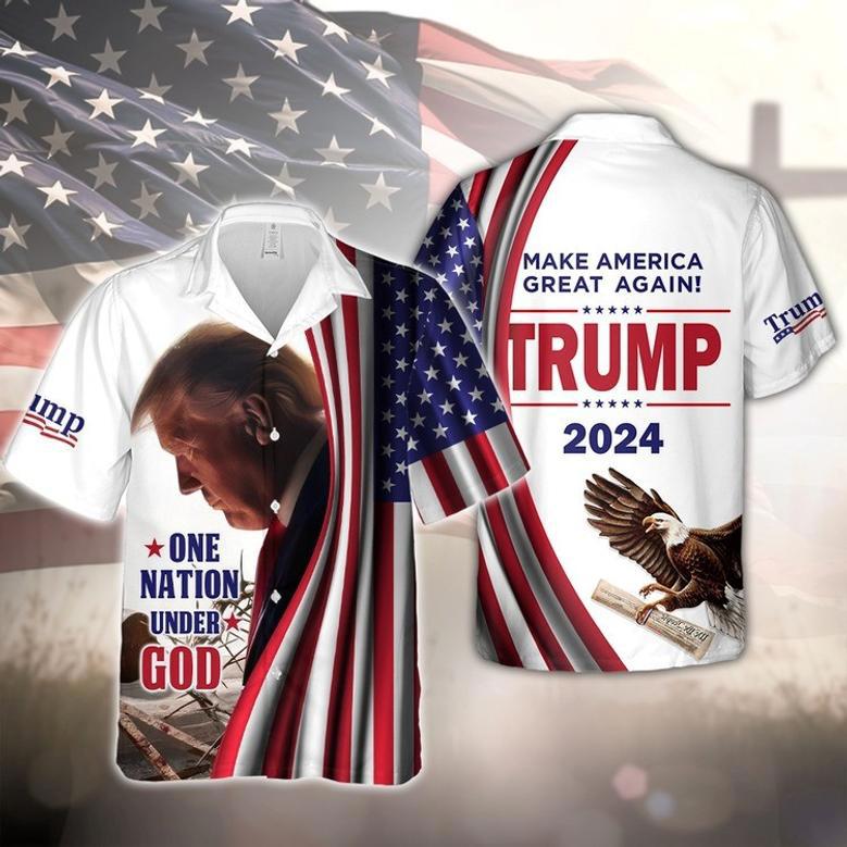 One Nation Under God Trump Hawaii Shirt 62522, Summer Jesus Shirt Gift For Trump Lovers