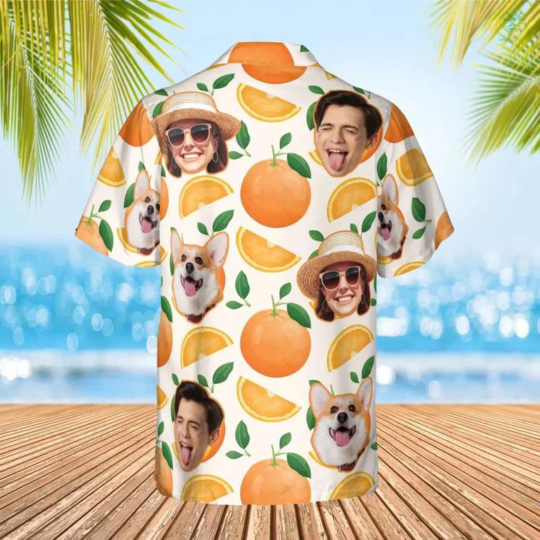 Orange Hawaiian Funny Custom Image Summer Shirt Beach Hawaiian Casual Button Down Short Sleeve Hawaiian Shirt