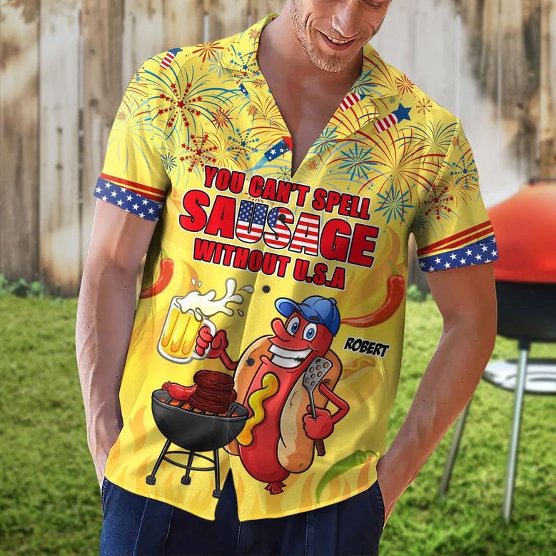 Patriotic Sausage Lover's Hawaii Shirt – Independence Day Special Grilling Men July Hawaiian Shirt