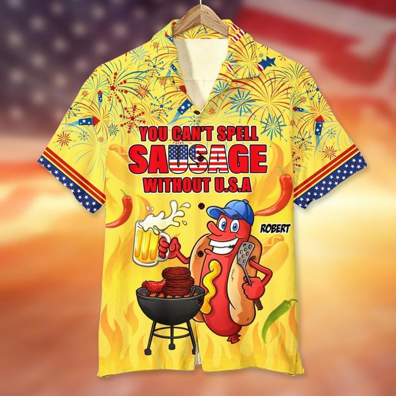 Patriotic Sausage Lover's Hawaii Shirt – Independence Day Special Grilling Men July Hawaiian Shirt