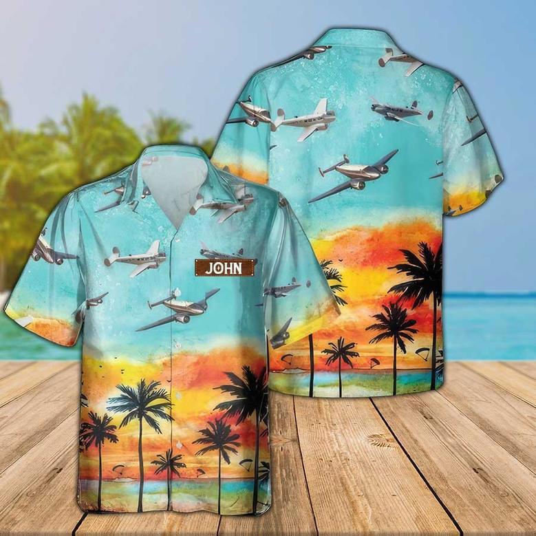 Personalized Beechcraft 18 Twin Beech Hawaiian Shirt for Men Dad Veteran, Patriot Day