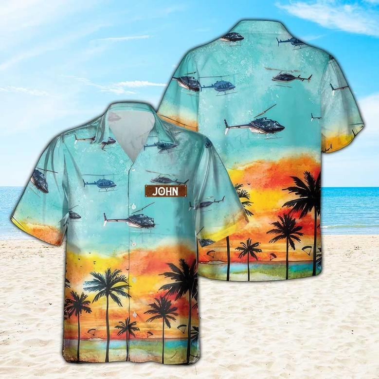 Personalized Bell 206 Hawaiian Shirt for Men Dad Veteran, Patriot Day Gift for Husband