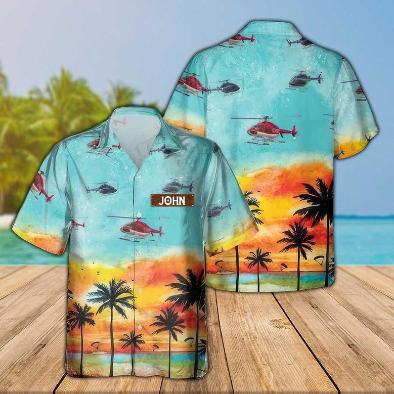 Personalized Bell 407 Hawaiian Shirt for Men Dad Veteran, Patriot Day Gift for Husband