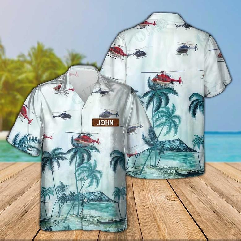 Personalized Bell 407 Hawaiian Shirt for Men Dad Veteran, Patriot Day Gift for Husband