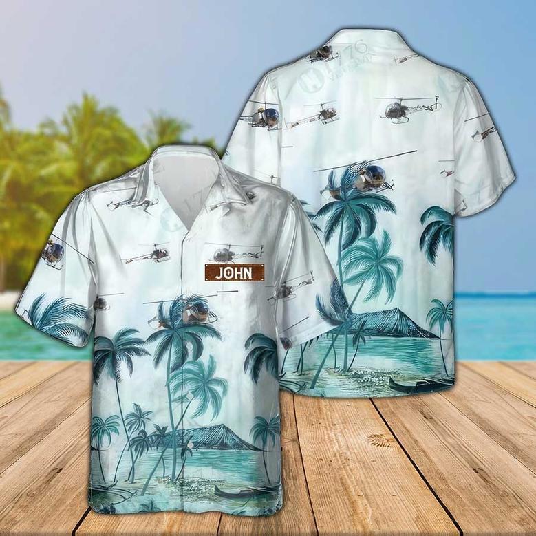 Personalized Bell 47 Hawaiian Shirt for Men Dad Veteran, Patriot Day Gift for Husband