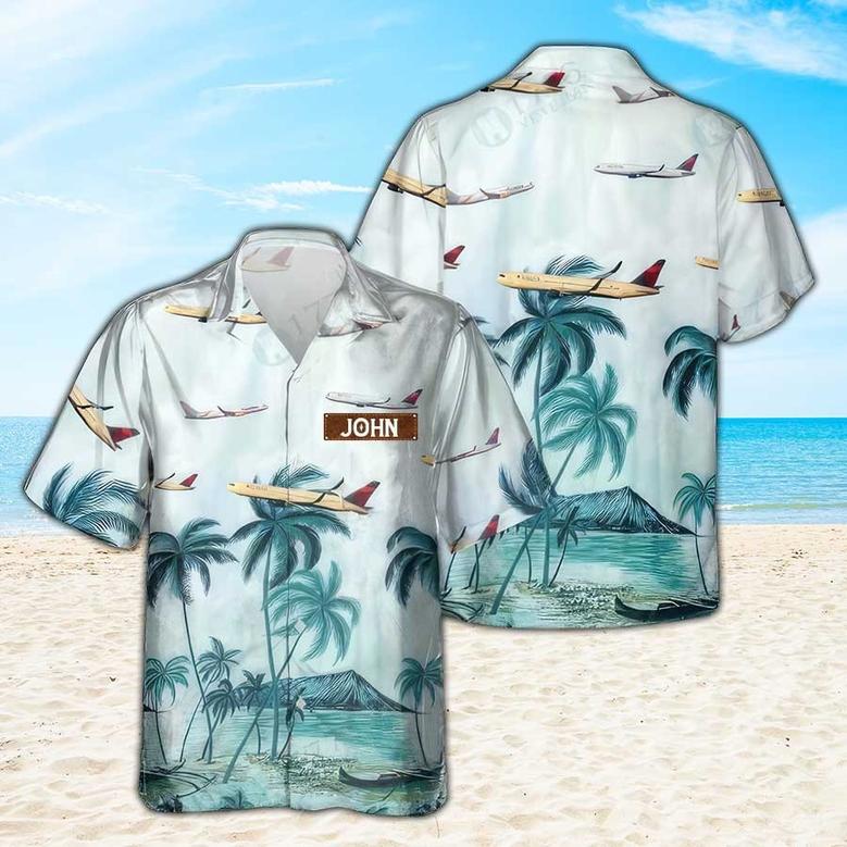 Personalized Boeing 767 Hawaiian Shirt for Men Dad Veteran, Patriot Day Gift for Husband