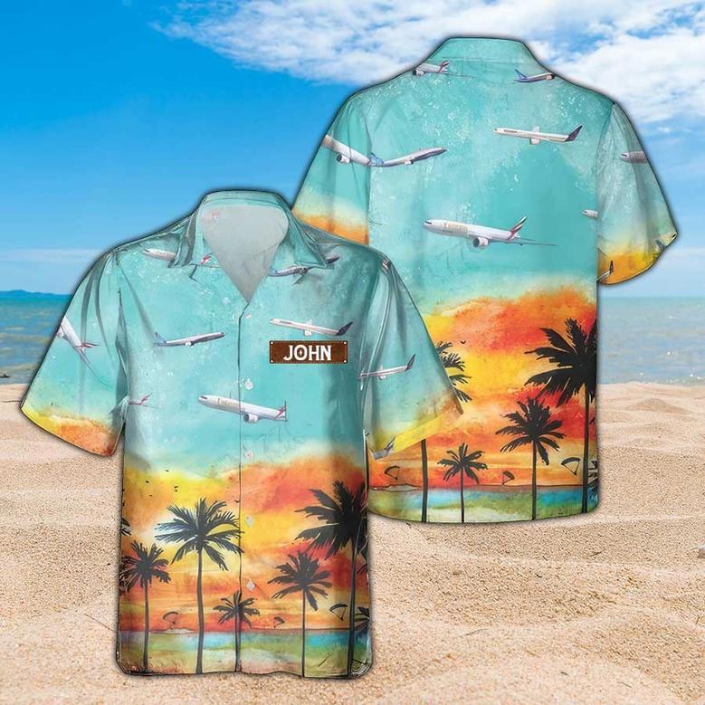 Personalized Boeing 777 Hawaiian Shirt for Men Dad Veteran, Patriot Day Gift for Husband