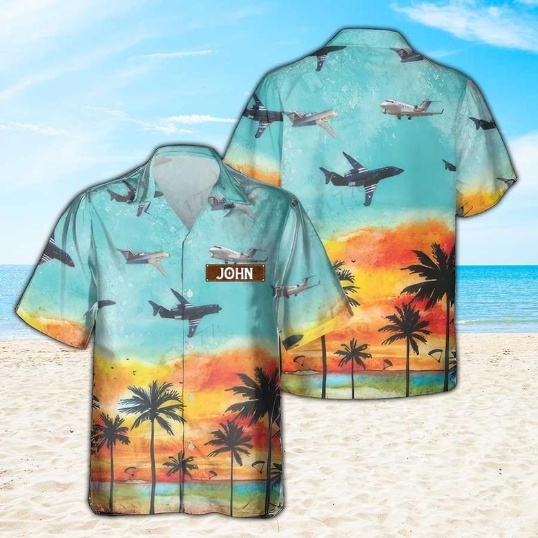 Personalized Bombardier Challenger 600 Series Hawaiian Shirt for Men Dad Veteran, Patriot Day