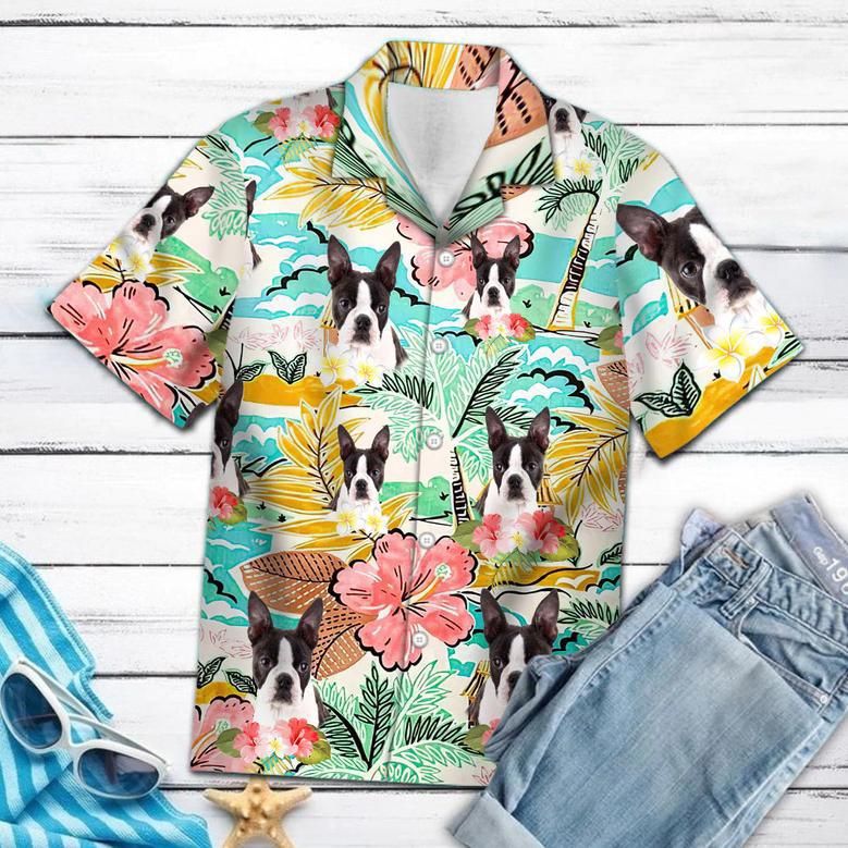 Personalized Boston Terriers Tropical Hawaiian Shirt For Boston Terrier Lovers Custom Photo Hawaiian Shirt For Dog Lovers