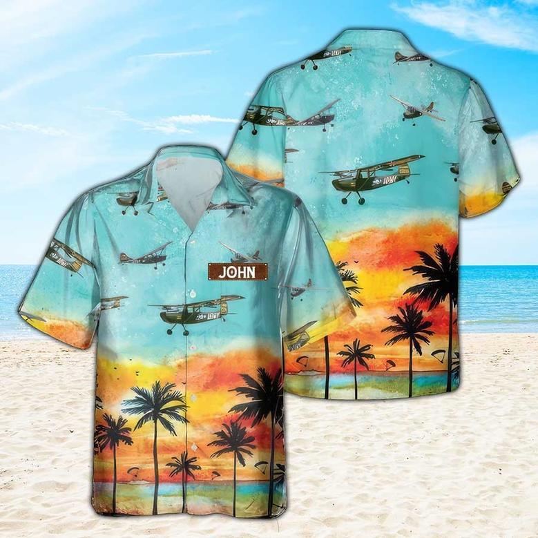 Personalized Cessna Bird Dog Hawaiian Shirt for Men Dad Veteran, Patriot Day, Gift for Husband