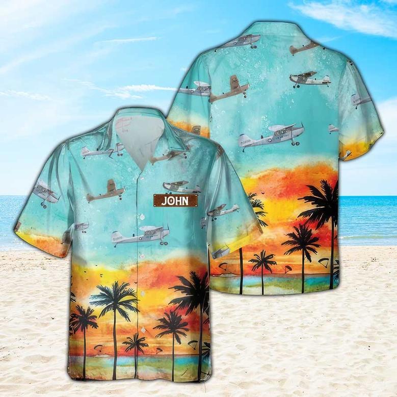 Personalized Cessna Bird Dog Hawaiian Shirt for Men Dad Veteran, Patriot Day, Gift for Husband