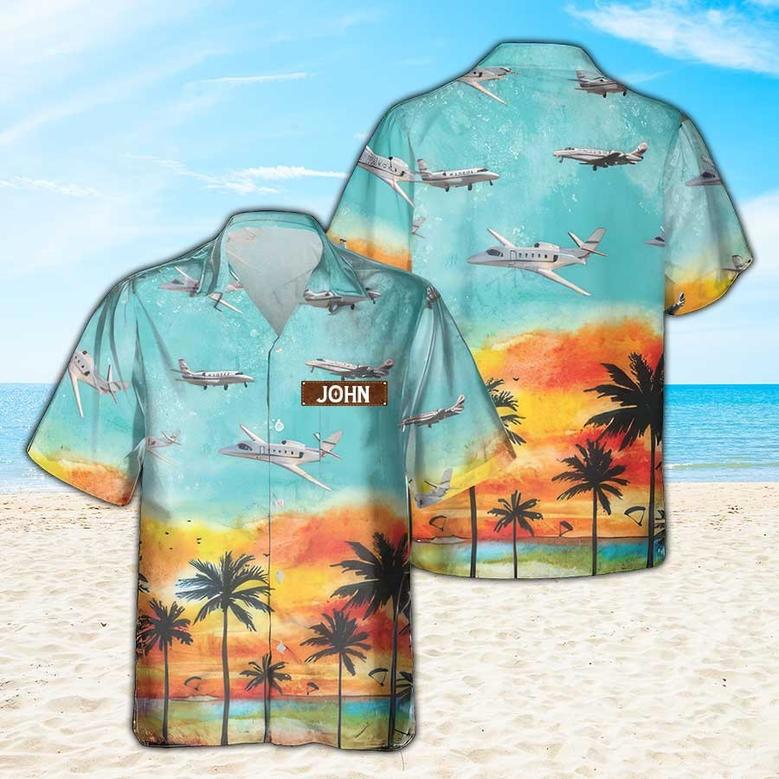 Personalized Cessna Citation Excel Hawaiian Shirt for Men Dad Veteran, Patriot Day, Gift for Husband