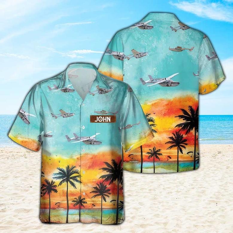 Personalized Cessna Skymaster Hawaiian Shirt for Men Dad Veteran, Patriot Day, Gift for Husband