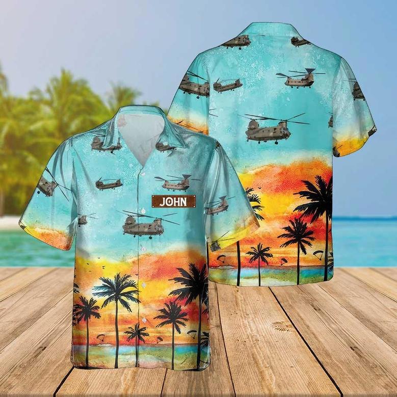 Personalized Chinook Hawaiian Shirt for Men Dad Veteran, Patriot Day, Gift for Husband