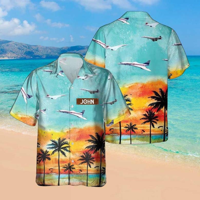 Personalized Concorde Hawaiian Shirt for Men Dad Veteran, Patriot Day, Gift for Husband