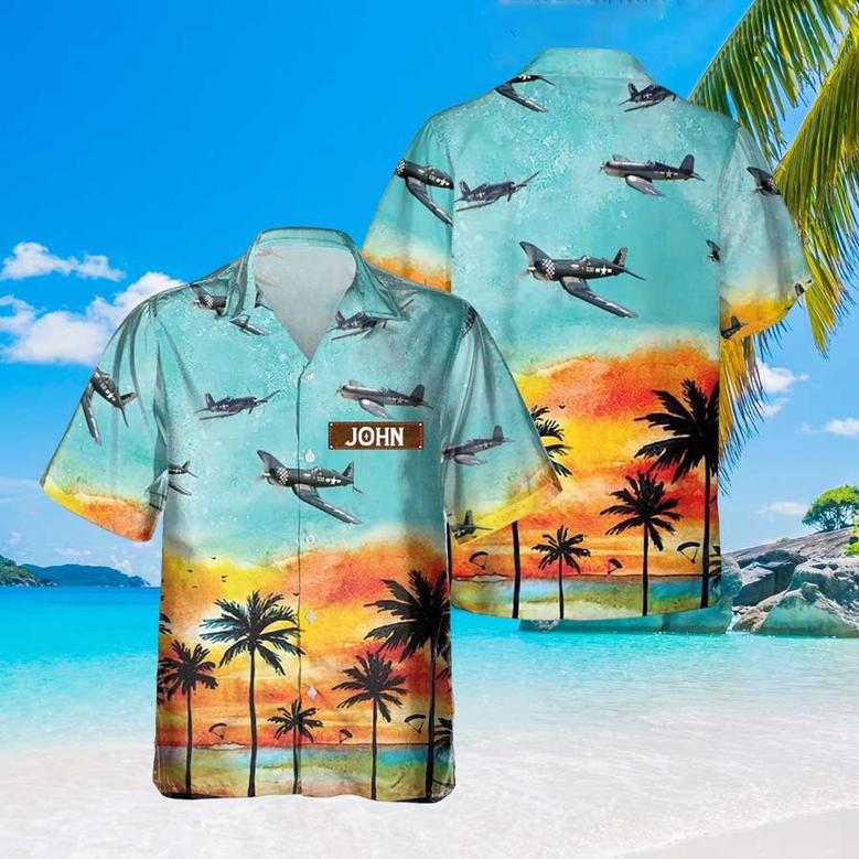 Personalized Corsair Hawaiian Shirt for Men Dad Veteran, Patriot Day, Gift for Husband