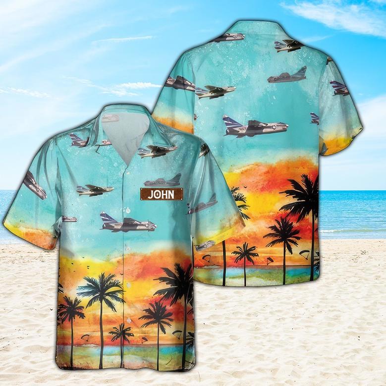 Personalized Corsair II Hawaiian Shirt for Men Dad Veteran, Patriot Day