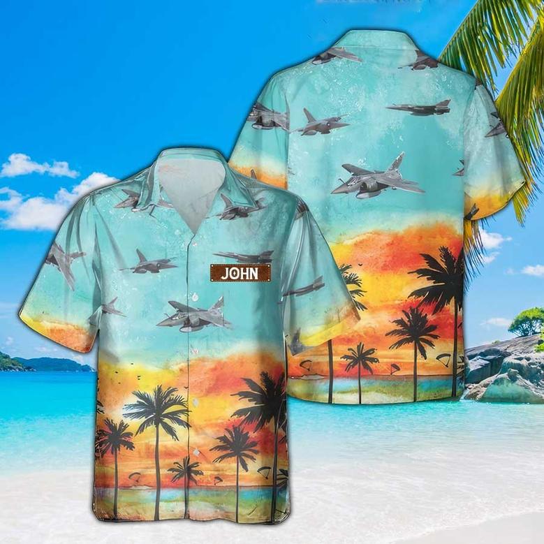 Personalized Dassault Mirage Hawaiian Shirt for Men Dad Veteran, Patriot Day, Gift for Husband