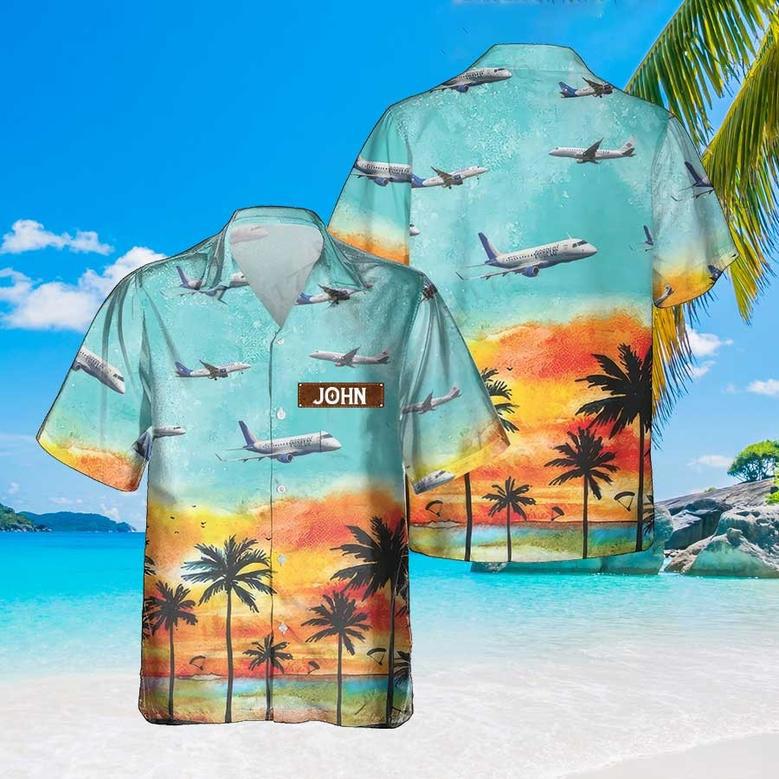 Personalized Embraer 170 Hawaiian Shirt for Men Dad Veteran, Patriot Day, Gift for Husband