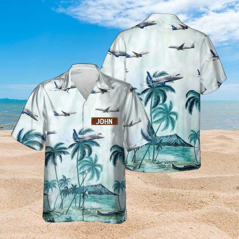 Personalized Embraer 170 Hawaiian Shirt for Men Dad Veteran, Patriot Day, Gift for Husband