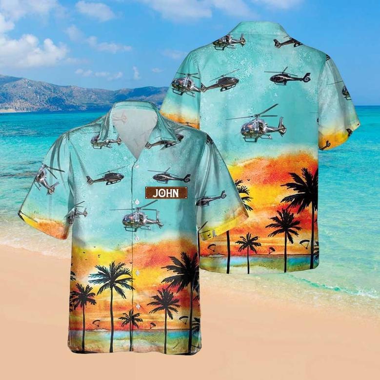 Personalized Eurocopter Hawaiian Shirt for Men Dad Veteran, Patriot Day, Gift for Husband