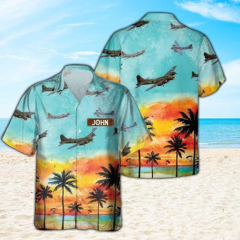 Personalized Flying Fortress Hawaiian Shirt for Men Dad Veteran, Patriot Day