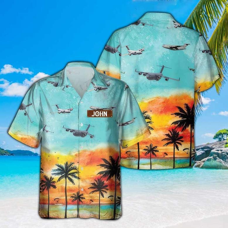 Personalized Globemaster III Hawaiian Shirt for Men Dad Veteran, Patriot Day