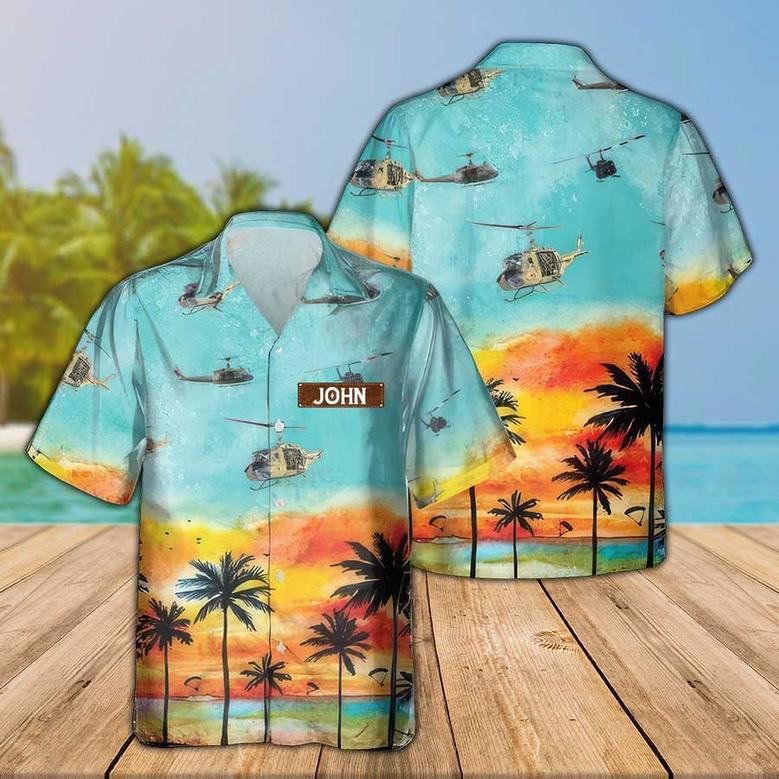 Personalized Huey Hawaiian Shirt for Men Dad Veteran, Patriot Day, Gift for Husband