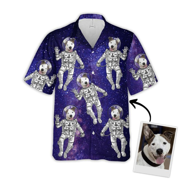 Personalized Image Dog in Galaxy Pattern Short-Sleeve Hawaiian Shirt, Summer Shirt, Idea Gift for Men Women