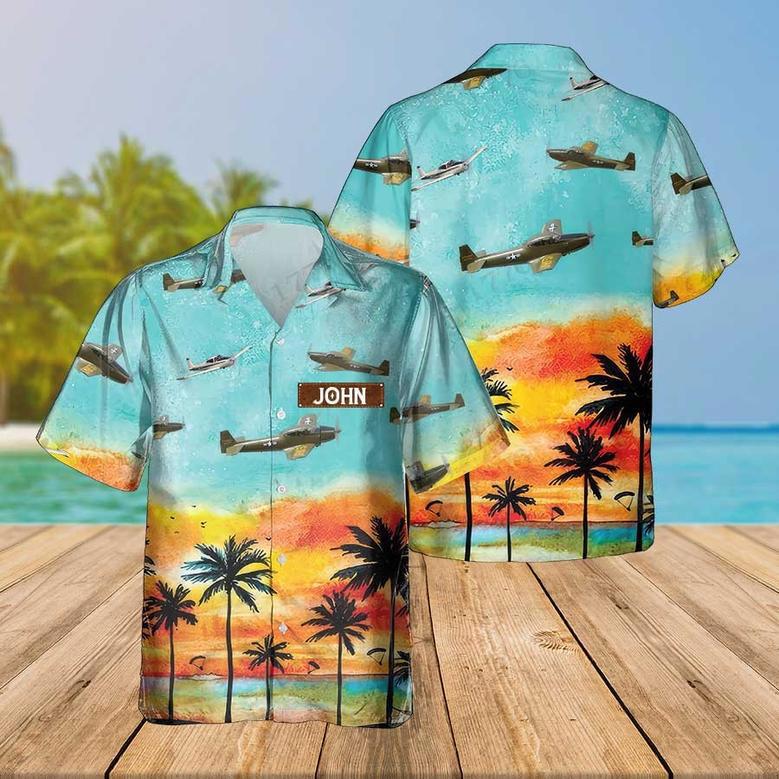 Personalized Navion Aircraft Hawaiian Shirt for Men Dad Veteran, Patriot Day, Gift for Husband