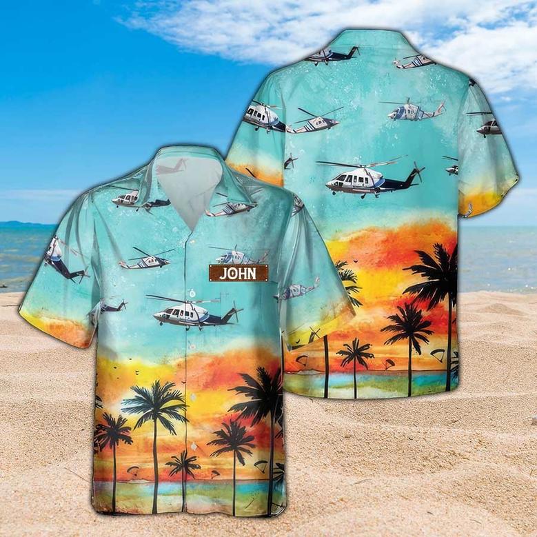 Personalized Sikorsky Hawaiian Shirt for Men Dad Veteran, Patriot Day, Gift for Husband