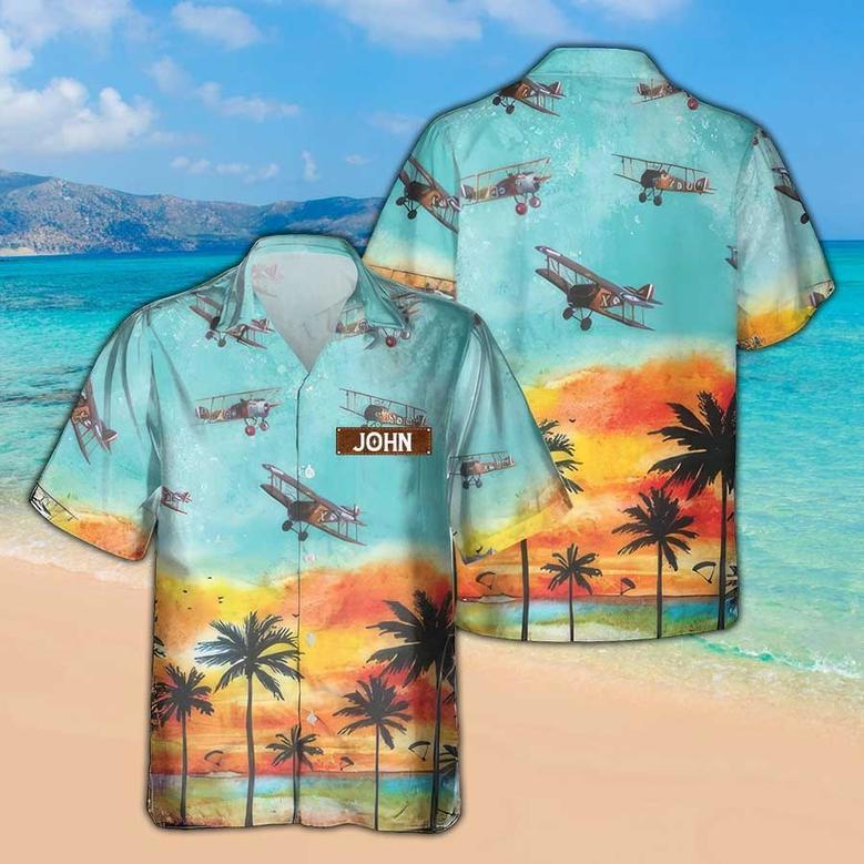 Personalized Sopwith Camel Hawaiian Shirt for Men Dad Veteran, Patriot Day, Gift for Husband