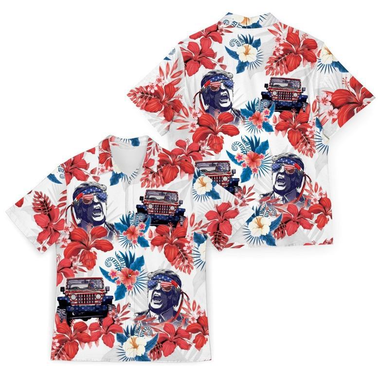 Personalized Trump 2024 Tropical Hawaiian Shirt, Of July Trump Shirt Gift For Trump Lovers