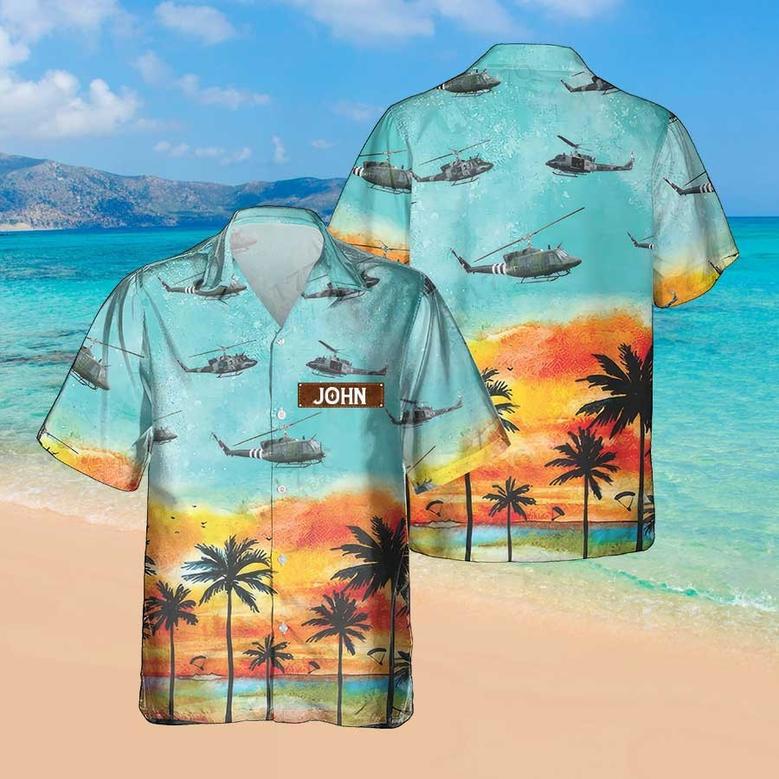 Personalized Twin Huey Hawaiian Shirt for Men Dad Veteran, Patriot Day, Gift for Husband