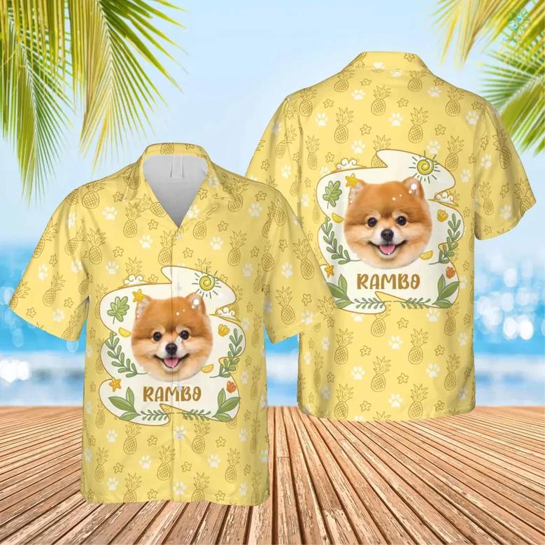 Pineapple And Dog Paw Print Hawaiian Custom Name And Image Funny Summer Beach Hawaiian Shirt