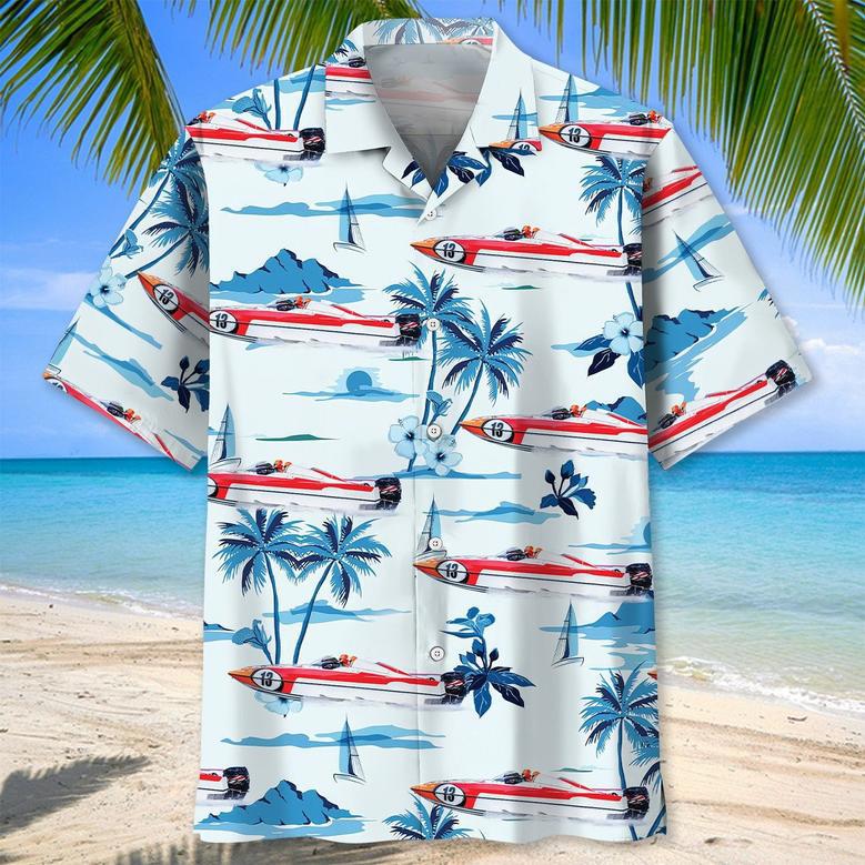 Power Boat Racing Hawaiian Shirt for Men, Women Tropical Boat Racing Hawaiian Shirt