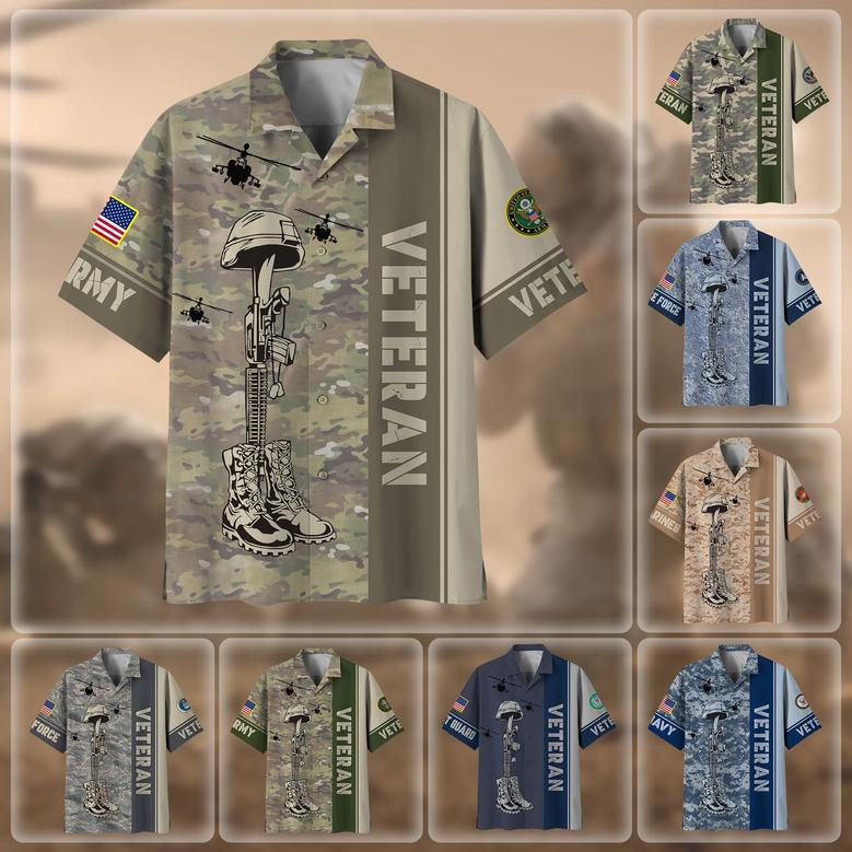 Premium Camo Soldiers Multiservice US Veteran Hawaii Shirt