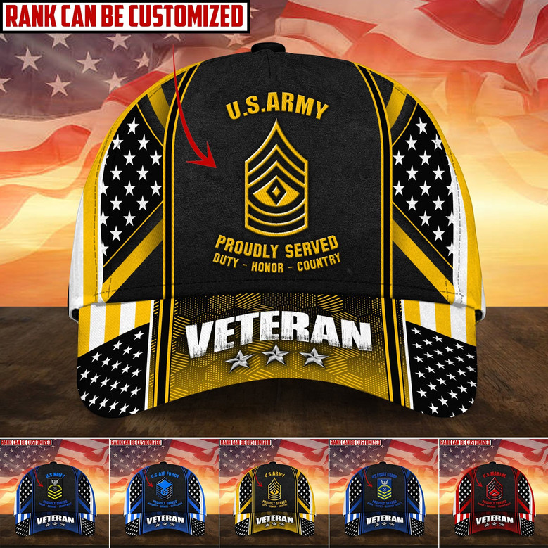 Premium Personalised Multiple US Military Services Veteran Cap