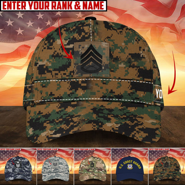 Premium Personalised Multiple US Military Services Veteran Cap