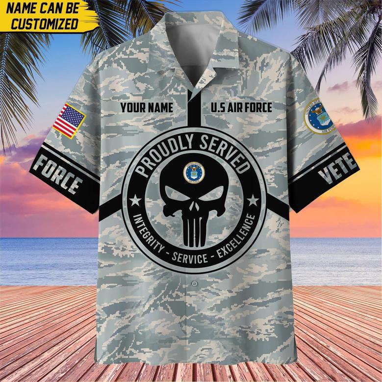 Premium Personalized Camo Soldiers Multiservice US Veteran Hawaii Shirt