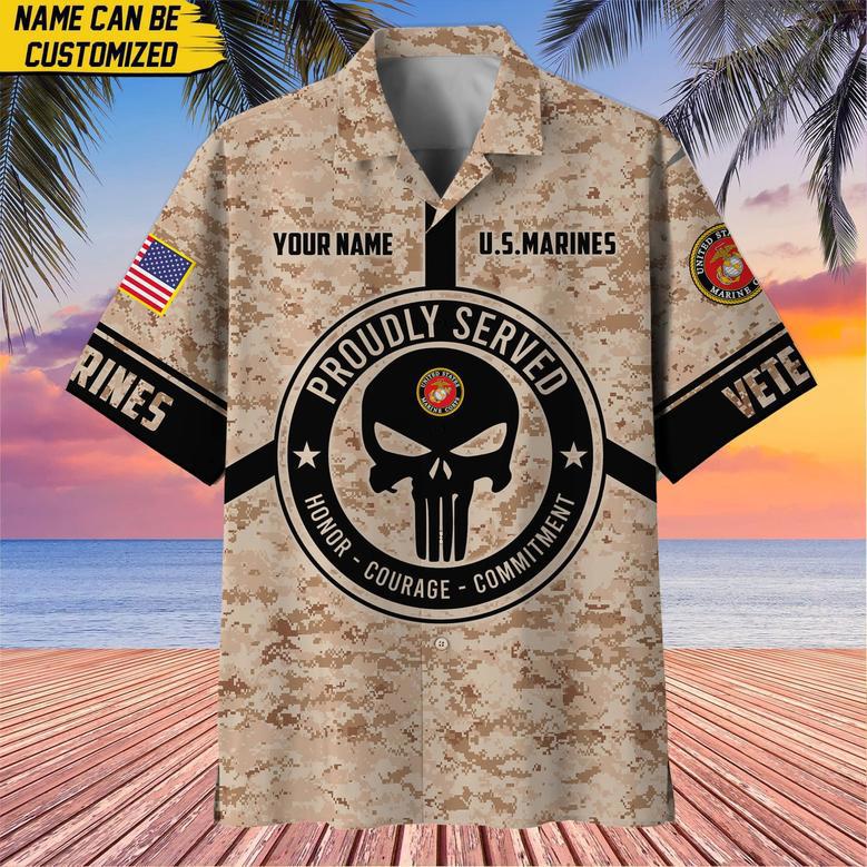 Premium Personalized Camo Soldiers Multiservice US Veteran Hawaii Shirt